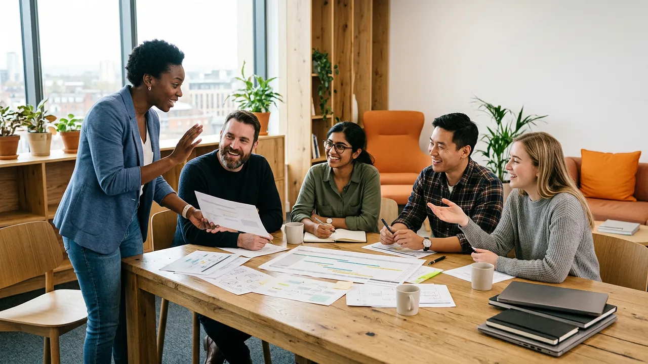 KORE1 SaaS staffing team and a software company's engineering, product, and go-to-market hires collaborating around a planning table in a bright modern office