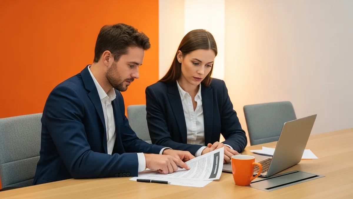 Hiring manager and recruiter reviewing a senior product manager job description together