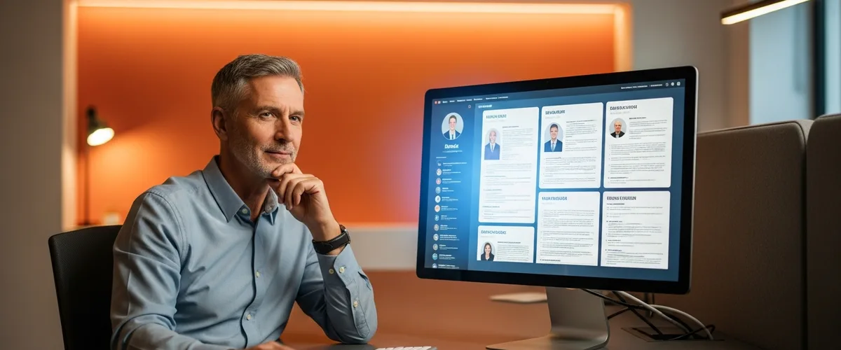 Senior software engineer reviewing candidate profiles on a monitor during the 2026 software engineer hiring glut
