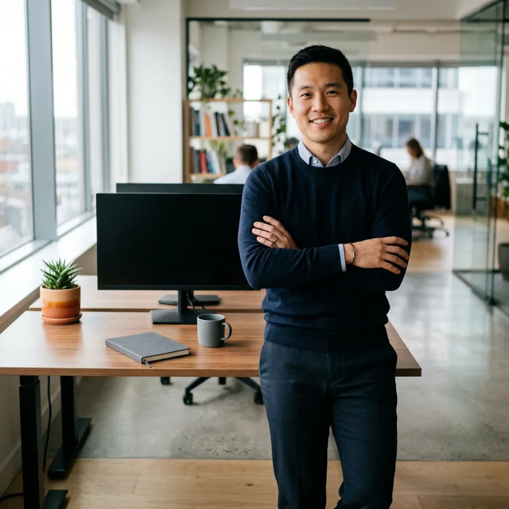 Software engineer placed by KORE1 recruiters working confidently at a modern workstation