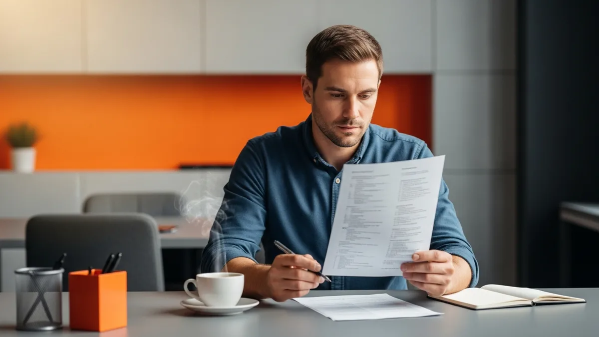 Software engineer reviewing a printed code listing, reflecting AI-tooling fluency at the staff level