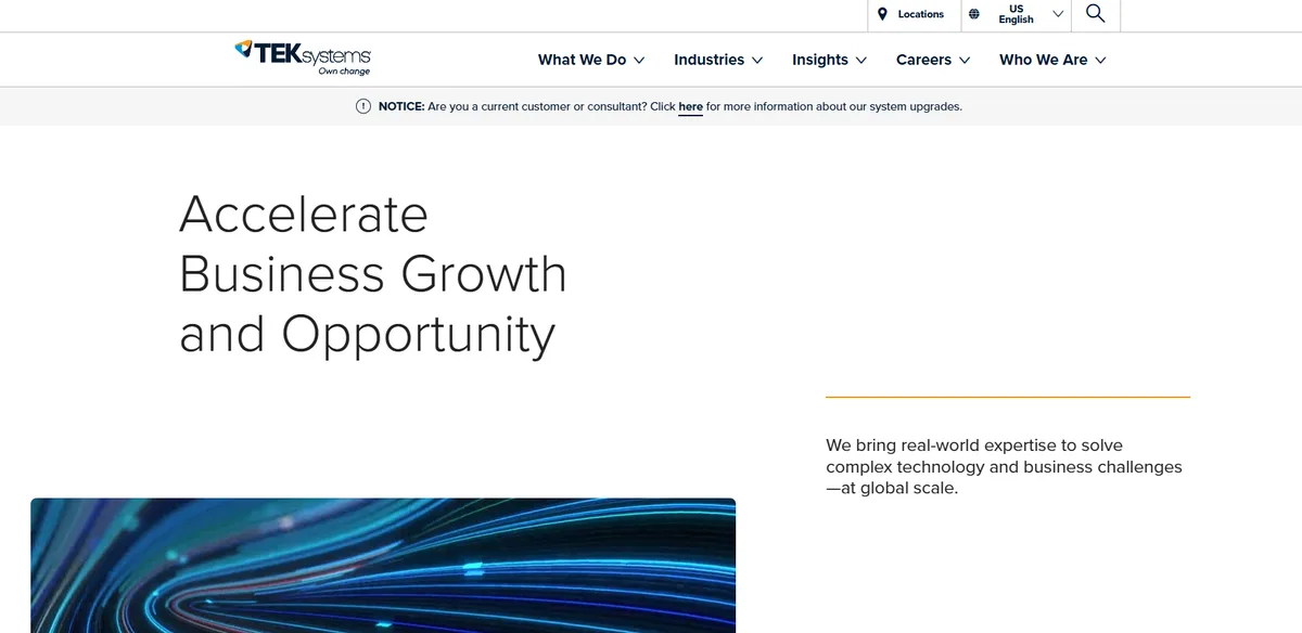 TEKsystems IT staffing agency cybersecurity practice page
