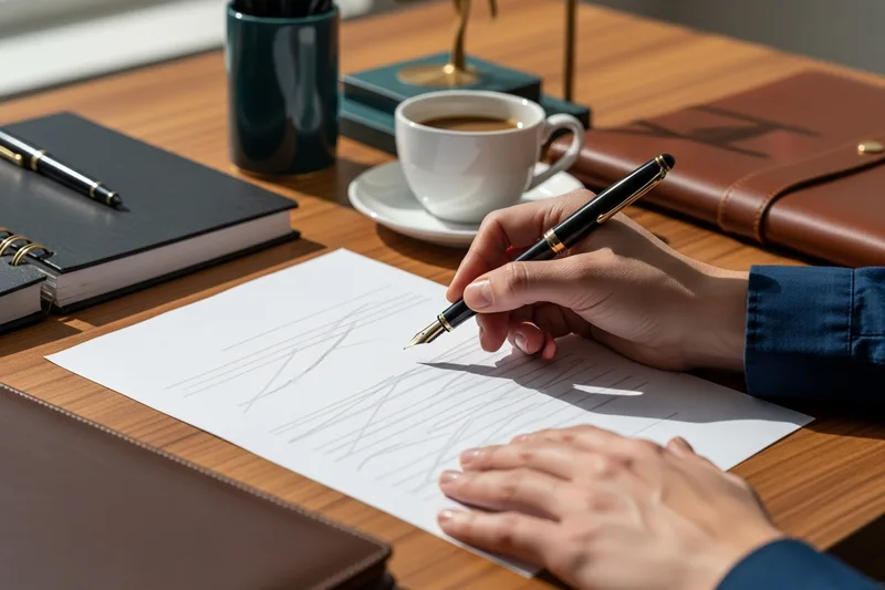 Hands signing an accounting hire agreement at a desk in a Raleigh office
