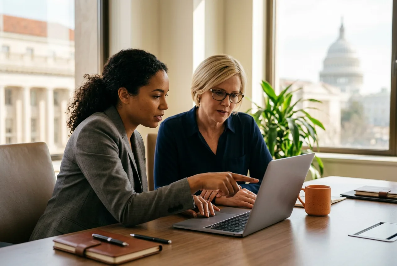 KORE1 recruiter reviewing an accountant candidate for a Washington DC finance team