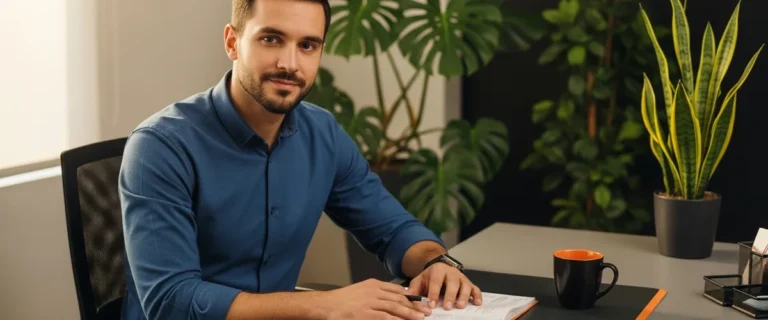 AI engineer reviewing career notes at a modern desk, illustrating the 2026 AI engineer career path