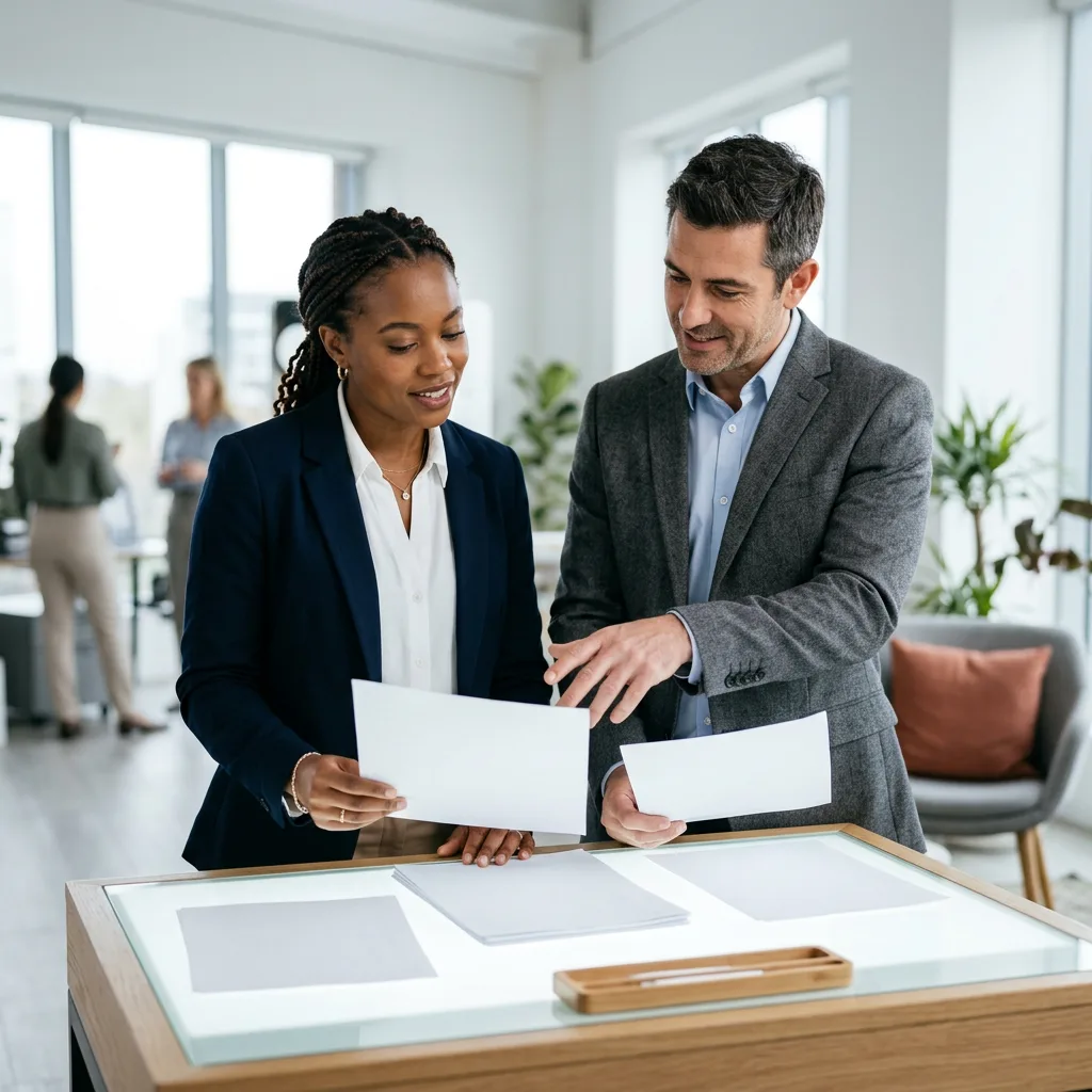 Two KORE1 recruiters reviewing an AI research scientist candidate's published work together