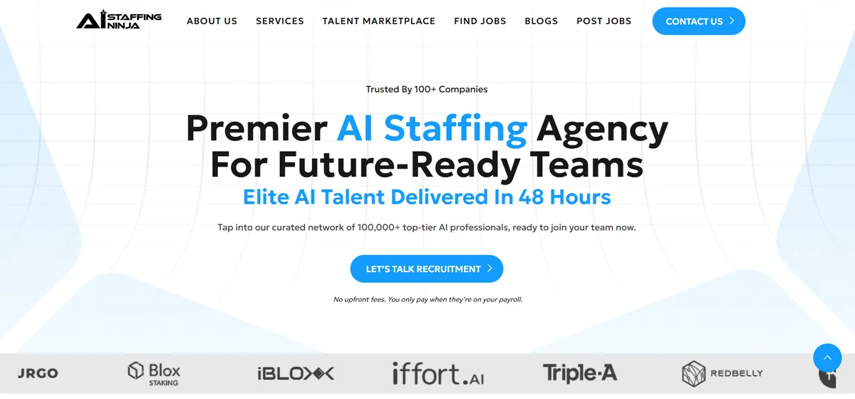 AI Staffing Ninja homepage 2026