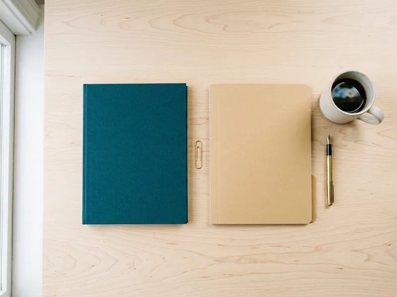 Two file folders lying parallel with a narrow gap and a brass clip between them, integration architect versus solutions architect staffing decision
