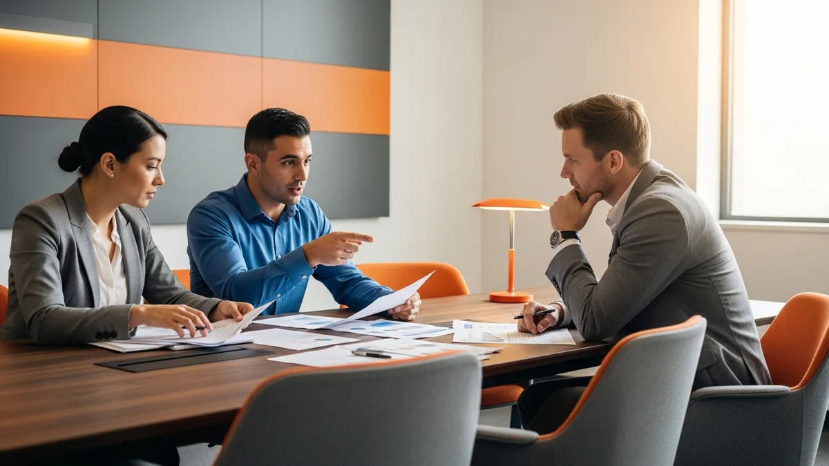 A team evaluating NetSuite implementation partners during a selection meeting