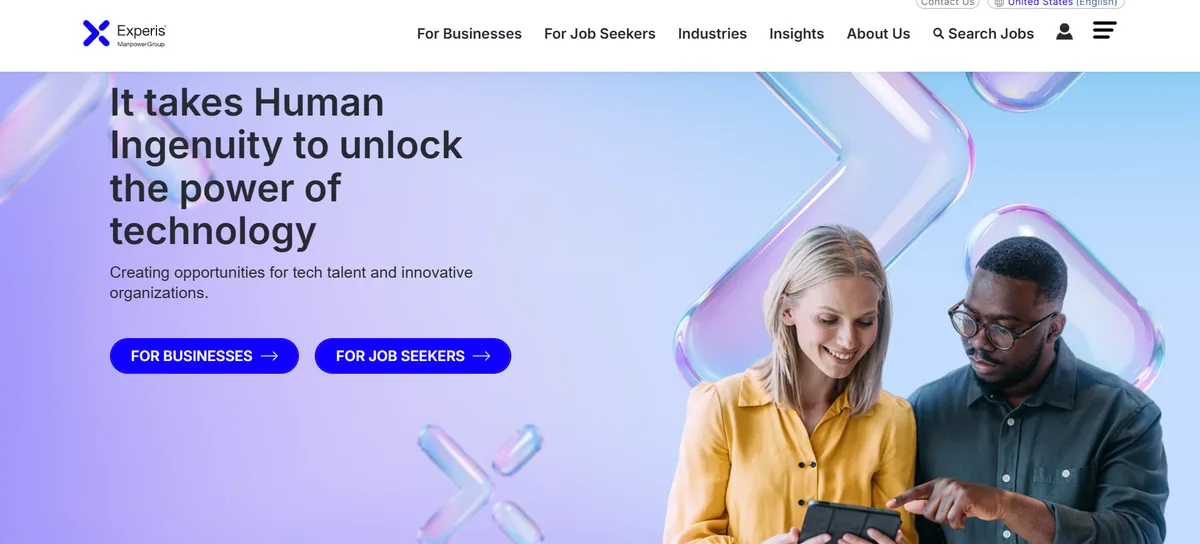 Experis homepage — ManpowerGroup IT brand ranked #5 among cloud engineer recruiting firms
