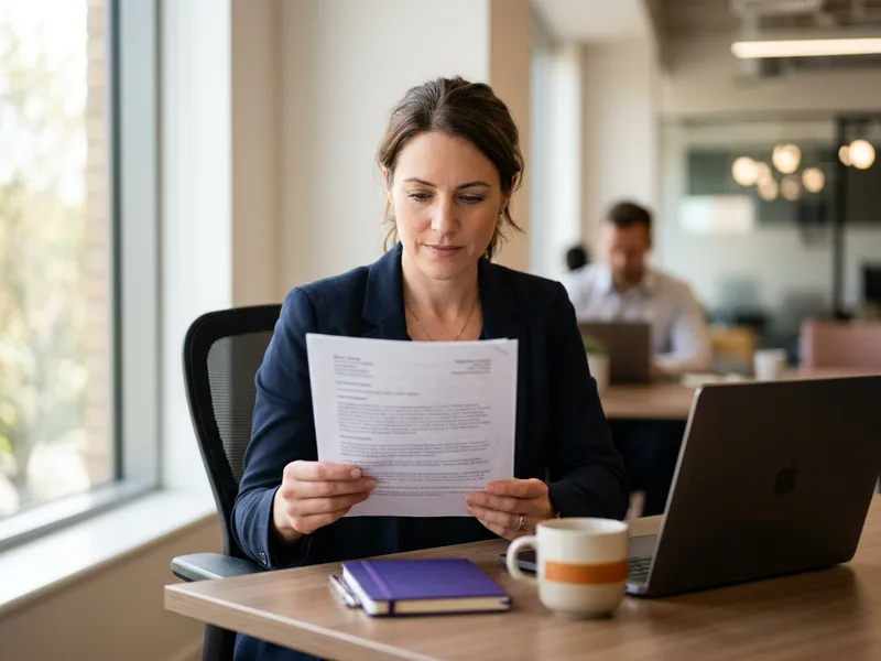 Experienced KORE1 technology recruiter reviewing an Elixir candidate profile on paper, Elixir staffing agency