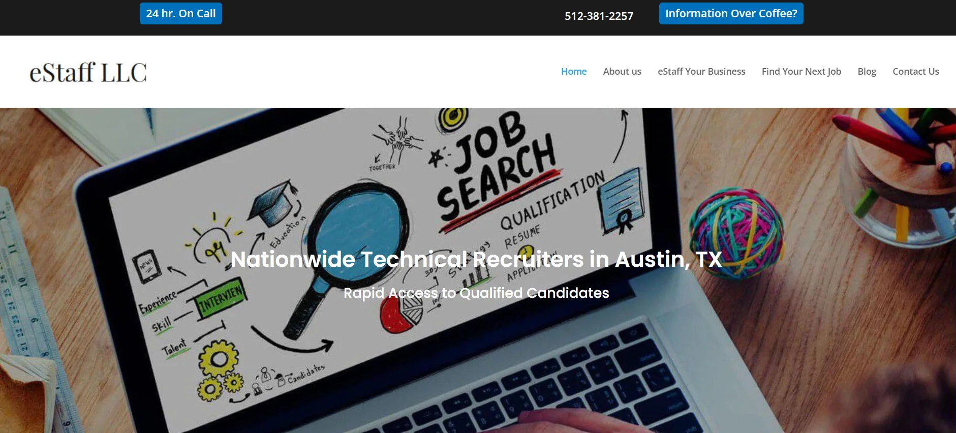 eStaff LLC website homepage, a woman-owned Austin IT staffing boutique
