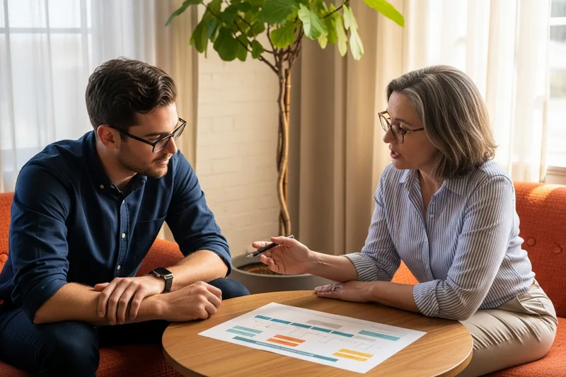 Founder and fractional VP of Engineering working through a printed engineering roadmap together