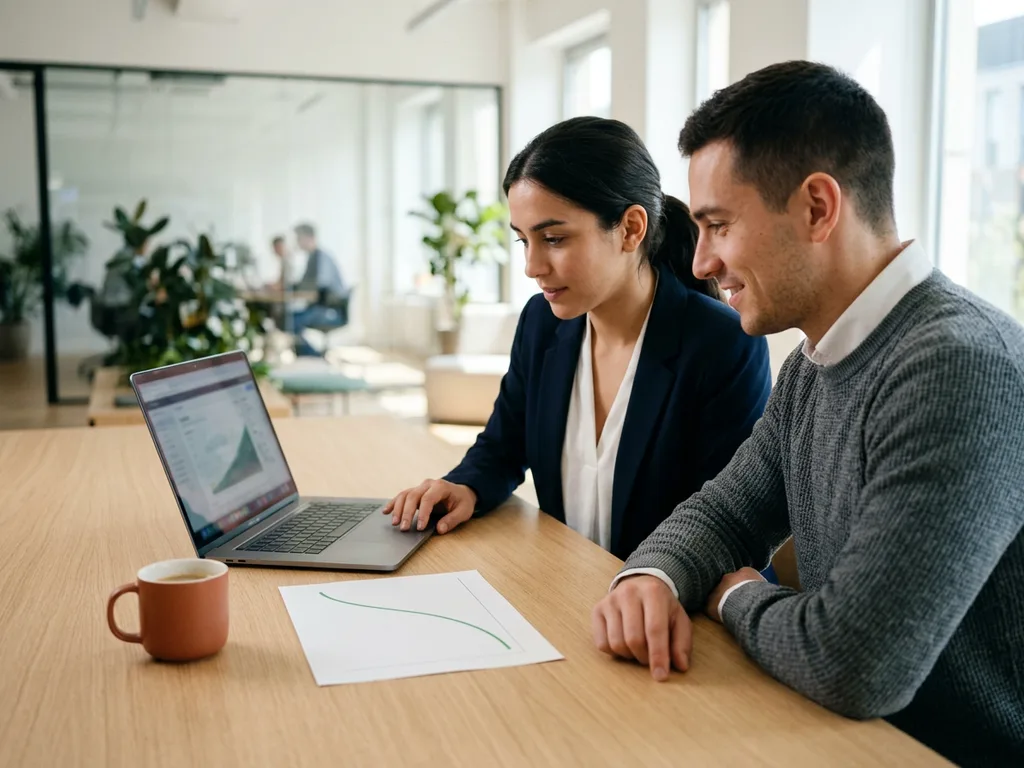 Growth product manager and an analyst reading a cohort retention chart together