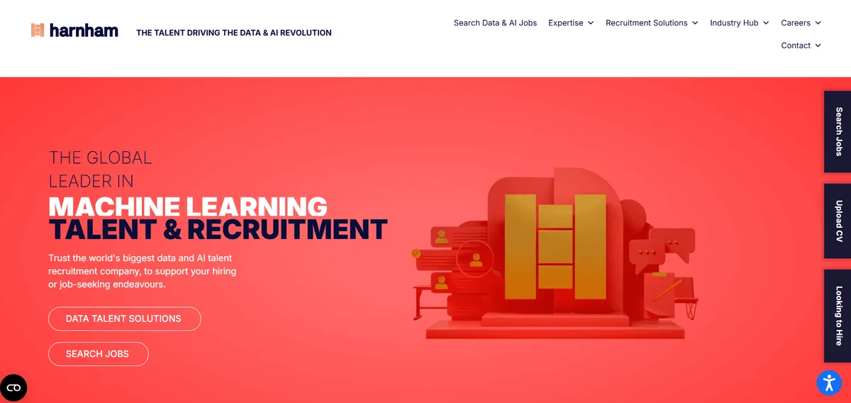 Harnham data and AI staffing agency homepage