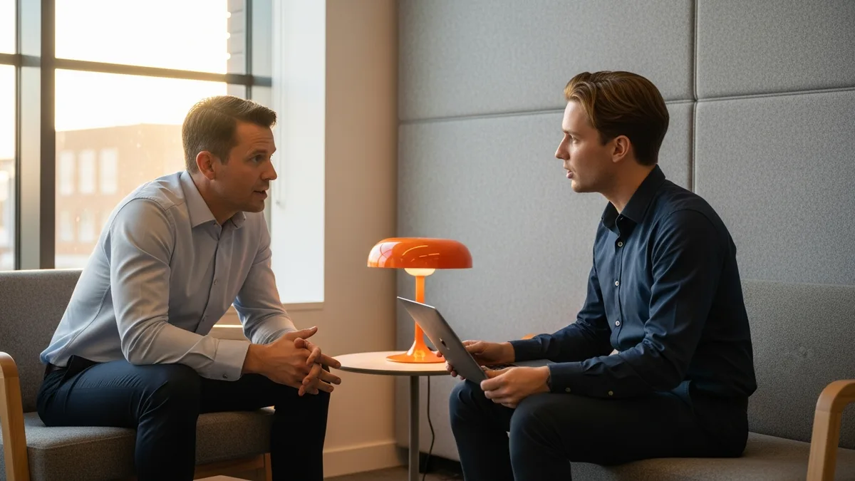 Director of product management coaching a product manager during a one on one conversation