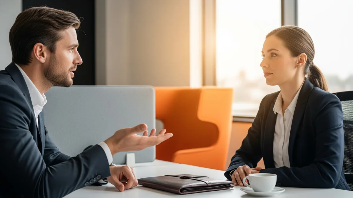 Hiring manager and staffing recruiter in conversation about a cybersecurity hire