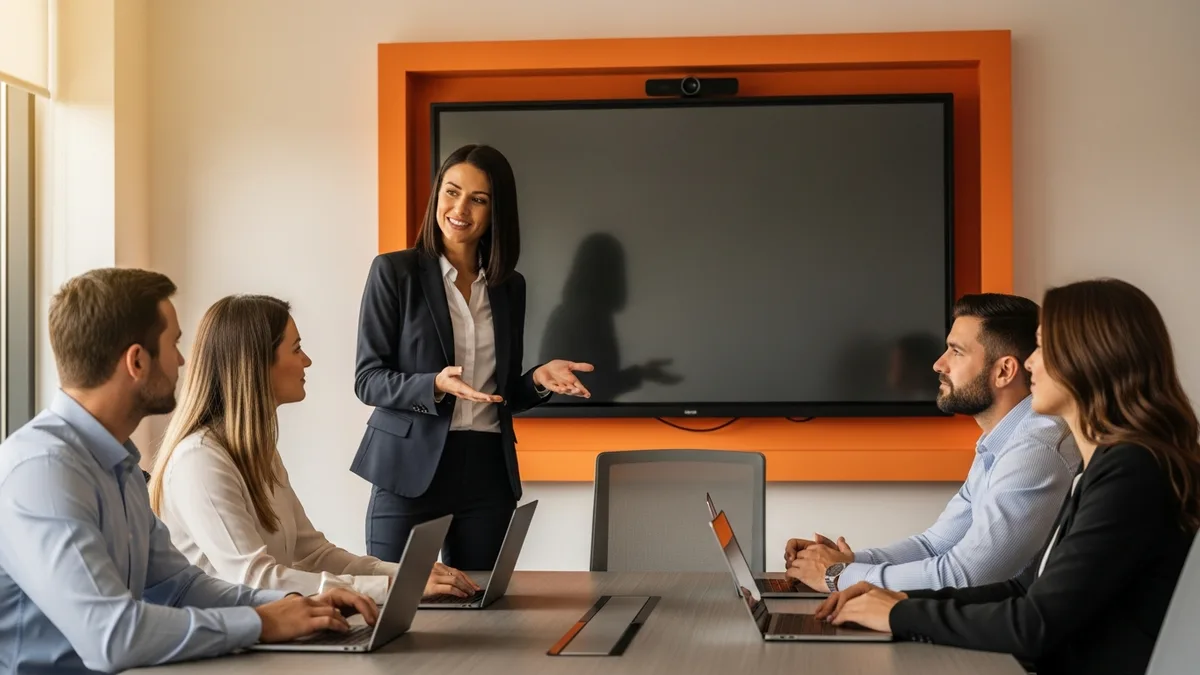 NetSuite functional consultant running end-user training for a small finance and operations team in a conference room