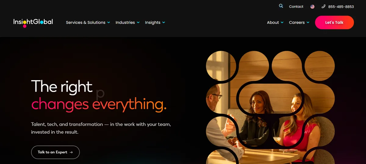 Insight Global staffing agency cloud and IT practice page