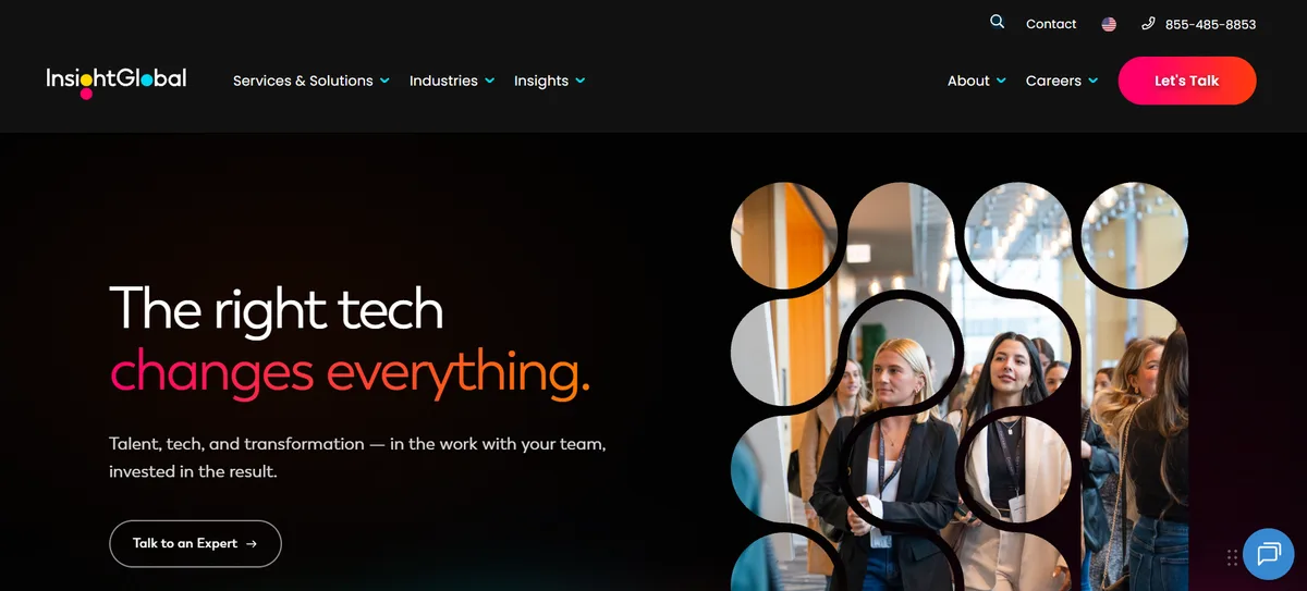Insight Global data science staffing — homepage screenshot