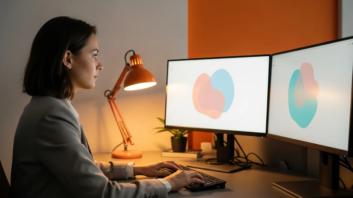 Data scientist reviewing analytics dashboards at an insurtech workstation