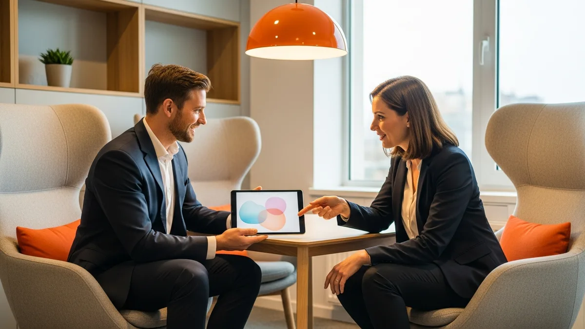 Hiring manager and recruiter planning an insurtech hiring search together