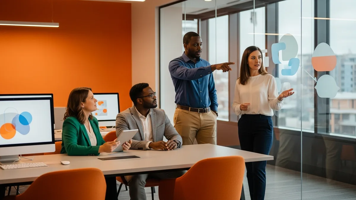 Insurtech hiring team collaborating in a modern insurance technology office in 2026