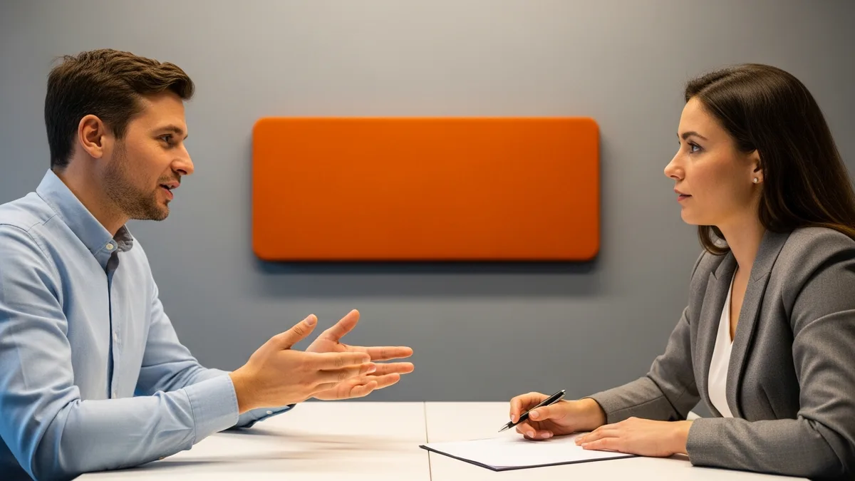 External specialist and in-house team lead discussing a plan at a desk, illustrating IT staff augmentation