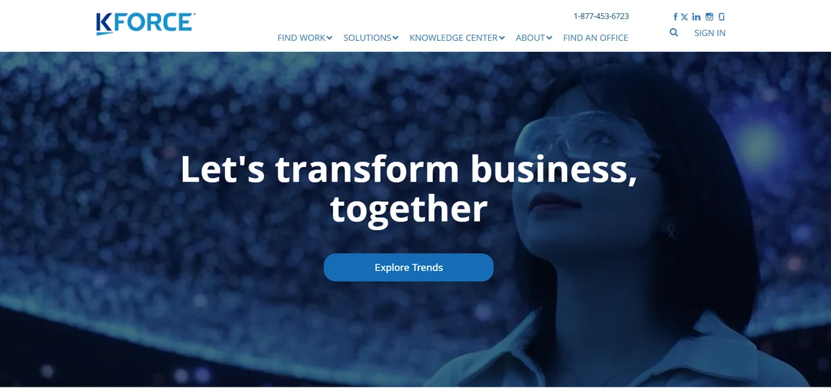Kforce tech staffing agency Seattle homepage
