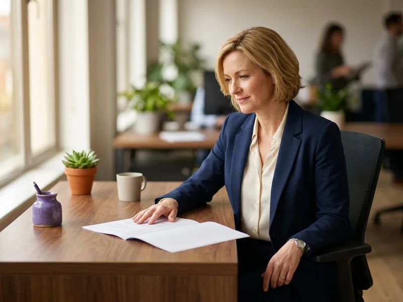 Experienced KORE1 technology recruiter reviewing a printed Kotlin candidate profile at a warm office desk, Kotlin staffing agency