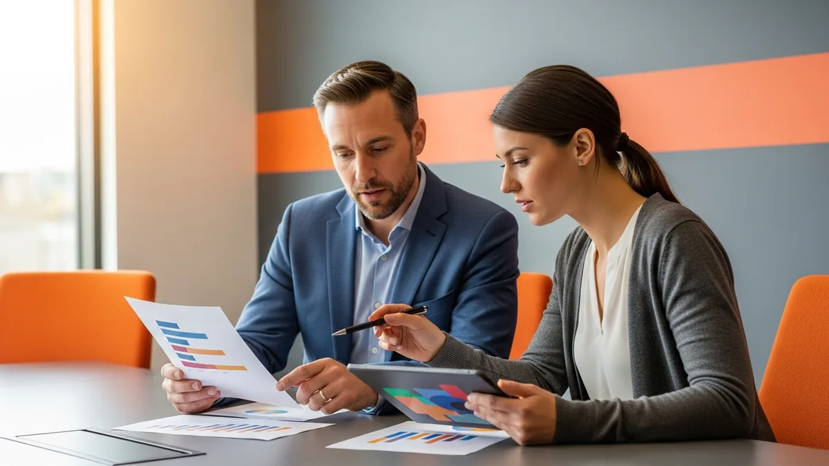 Hiring manager and technical recruiter reviewing machine learning engineer time-to-fill benchmarks