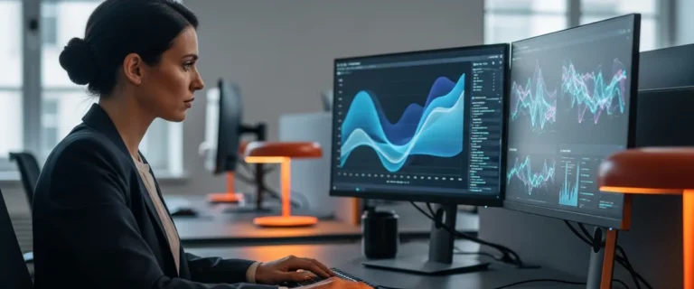 Machine learning engineer reviewing model performance dashboards during a 2026 hiring search