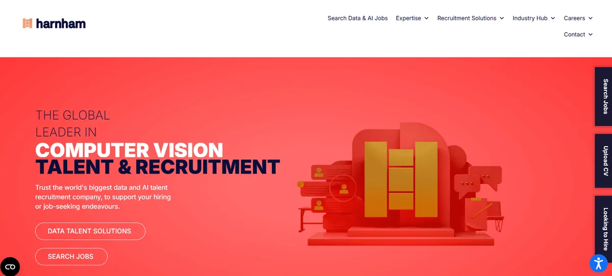 Harnham data and AI recruitment homepage — MLOps staffing