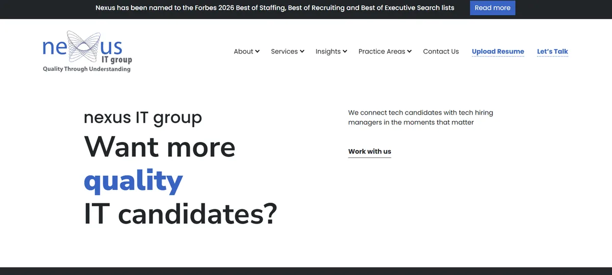 Nexus IT Group AI and ML recruiting homepage 2026