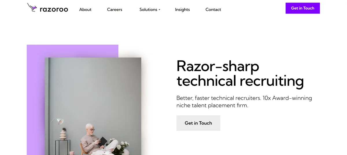 Razoroo AI and ML recruiting firm homepage Austin TX