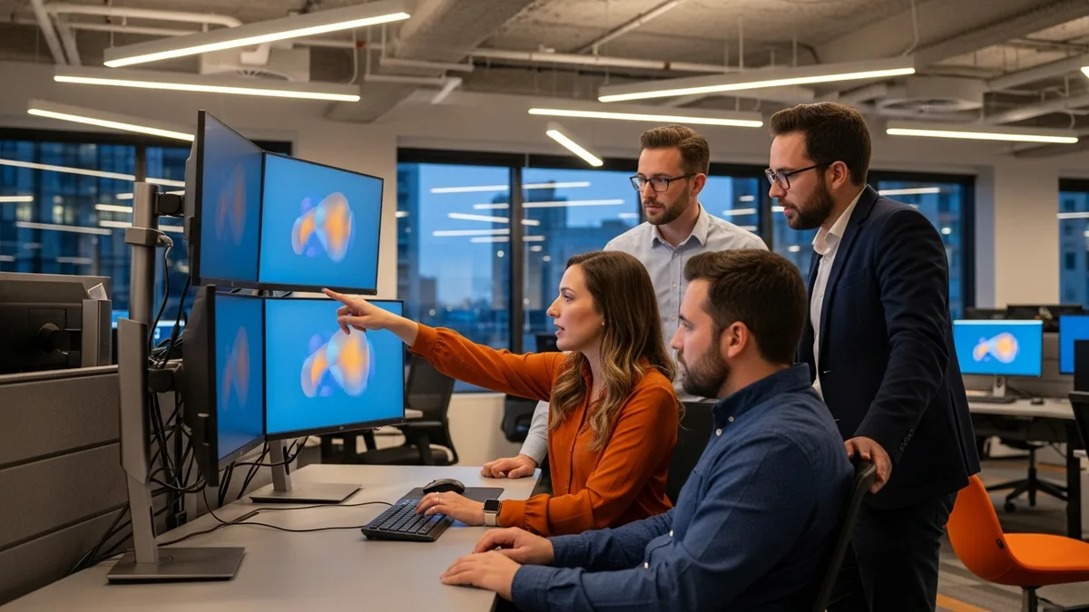 Mortgage technology engineering team monitoring lending platform load during a refinance volume spike