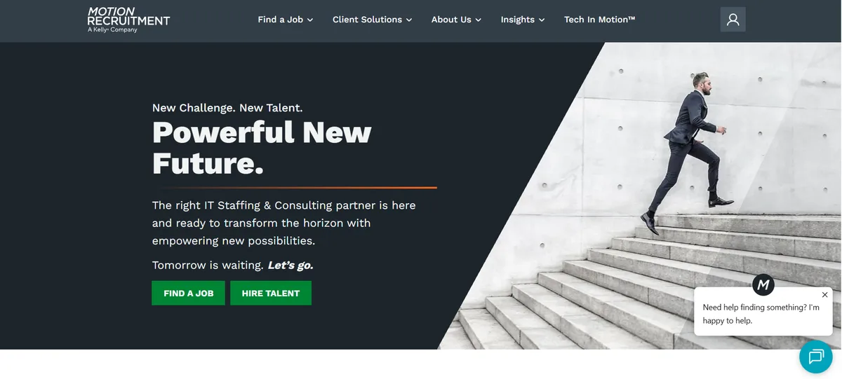 Motion Recruitment data science staffing — homepage screenshot