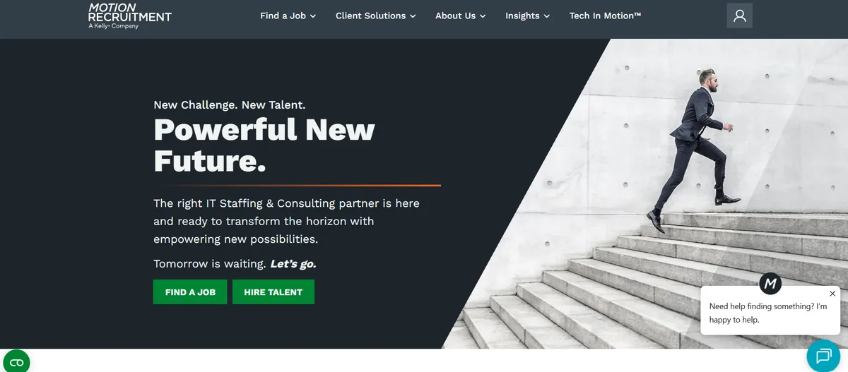 Motion Recruitment homepage, ranked seventh for senior tech specialists in major markets.