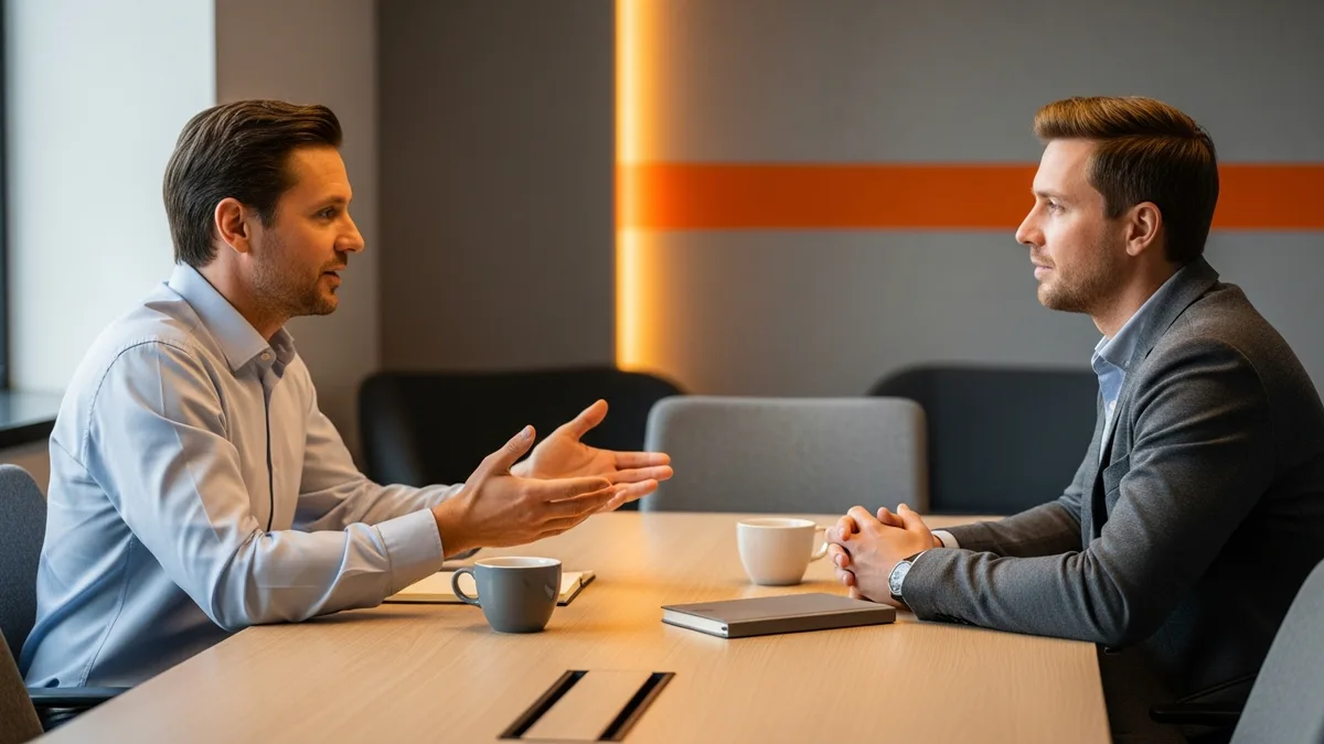 Controller and NetSuite administrator seated at a conference table discussing month-end close priorities