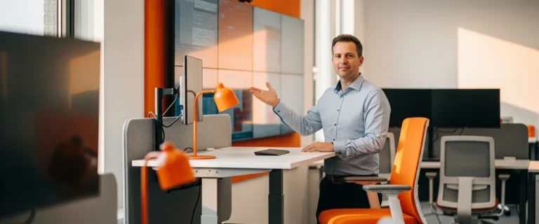 Oracle NetSuite consultant reviewing ERP dashboards at a modern workstation