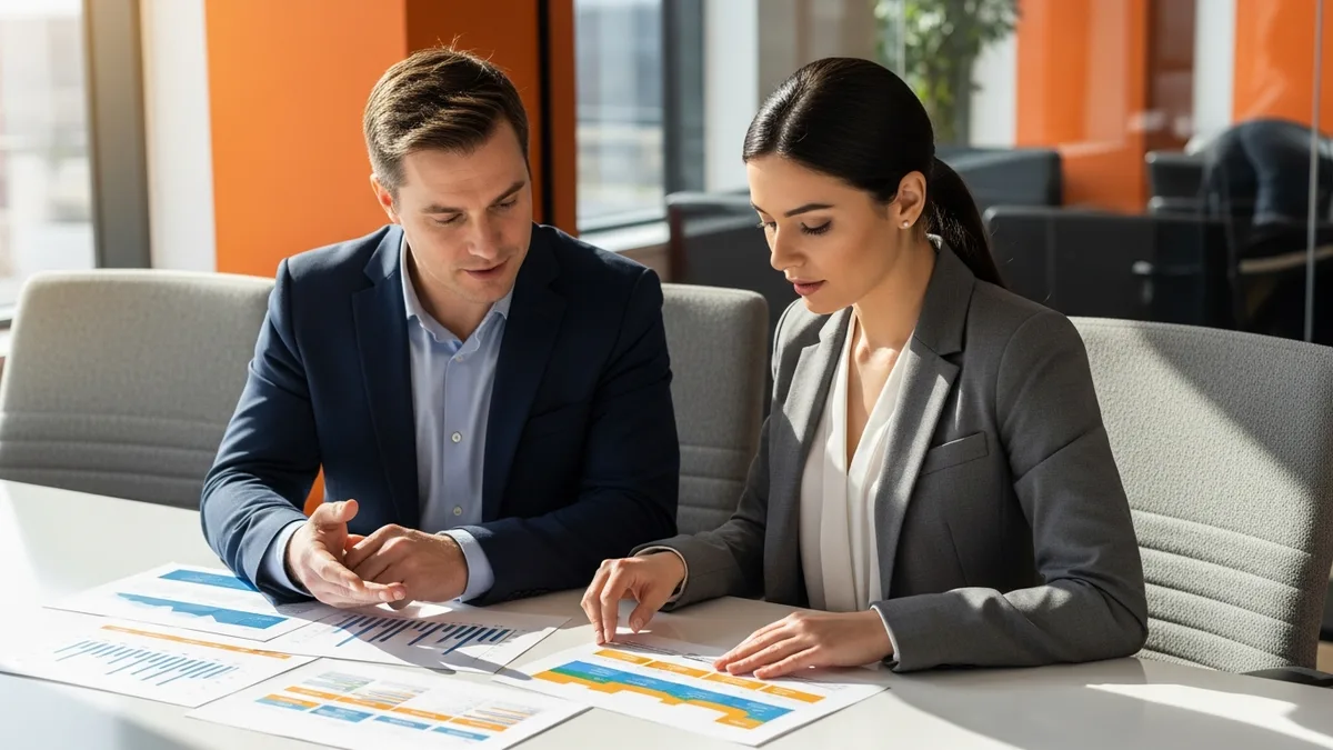 Hiring manager and recruiter reviewing product manager time-to-fill benchmarks