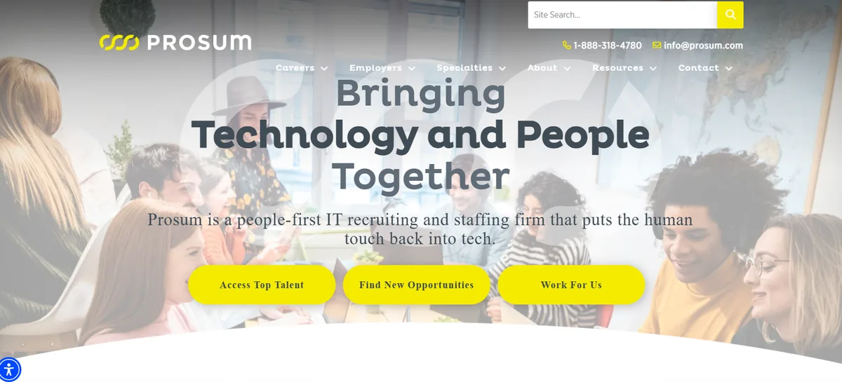 Prosum IT staffing agency El Segundo Los Angeles homepage