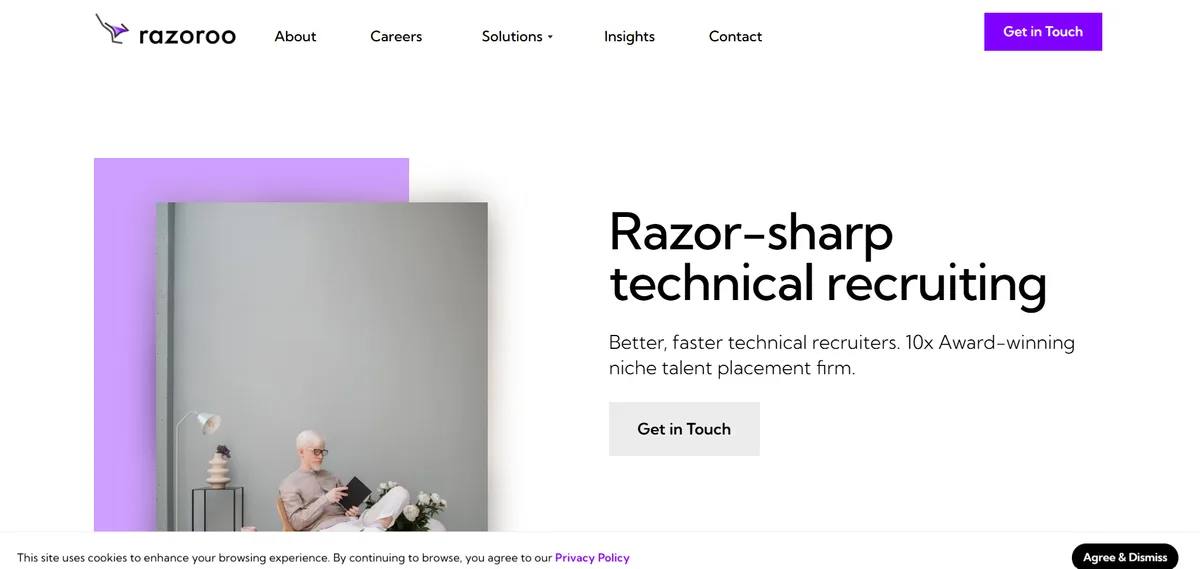 Razoroo AI and machine learning recruiting homepage