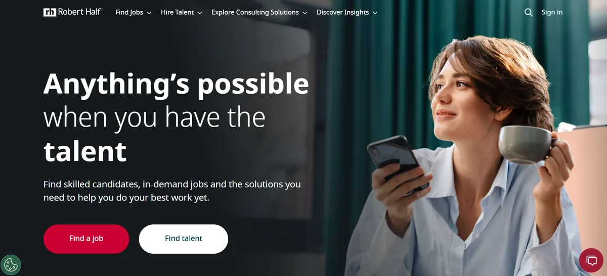 Robert Half staffing Los Angeles homepage