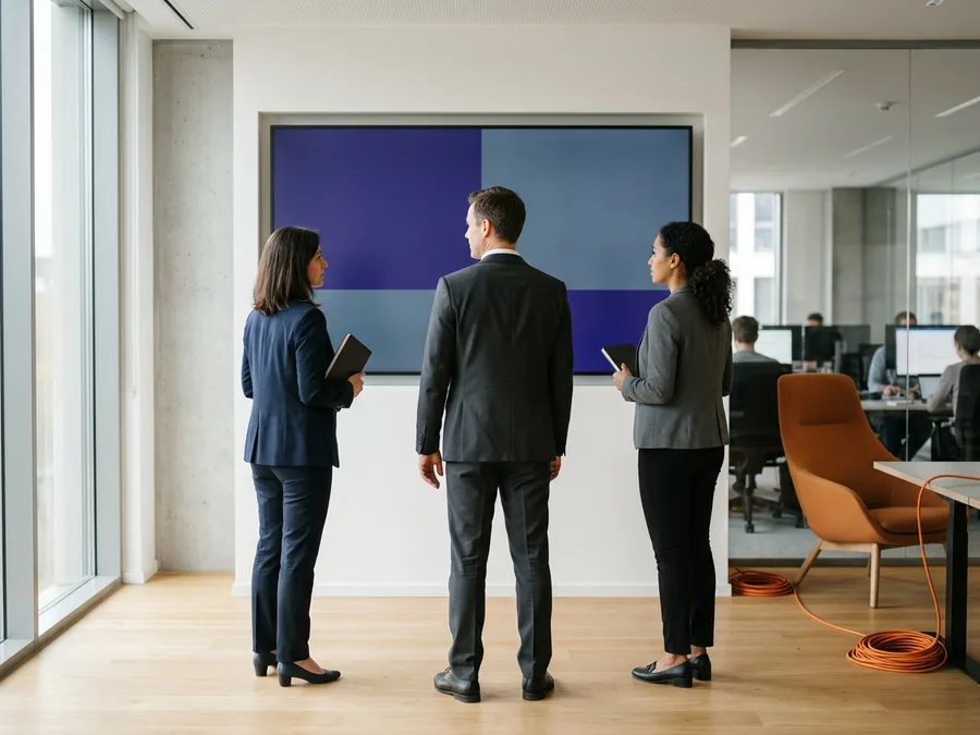Engineering leaders reviewing a wall of software delivery metrics, KORE1 engineering velocity benchmark report 2026