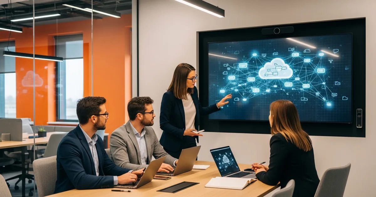 Recruiting team reviewing a cloud infrastructure diagram while ranking cloud engineer recruiting firms for 2026