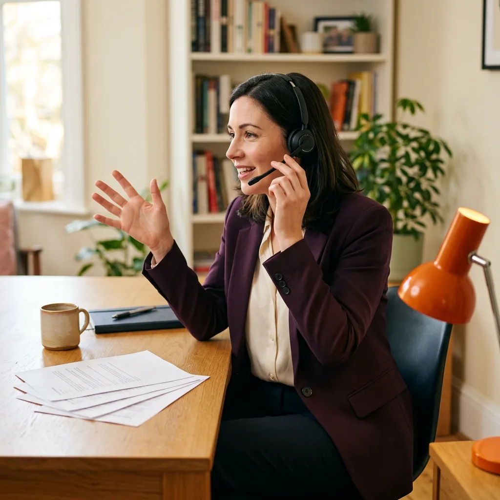 A KORE1 Workday recruiter on a phone call working the talent bench with a printed candidate roster on the desk