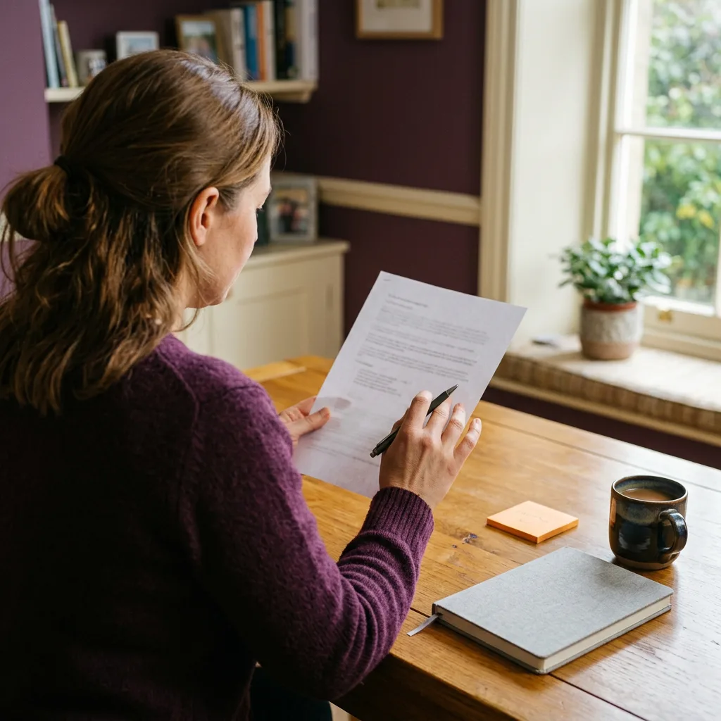 A KORE1 Workday recruiter reviewing a candidate's certifications and module history from a printed profile at a desk