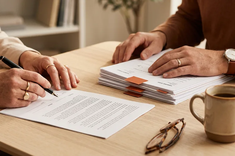Hands finalizing an accounting hire at a desk in a Minneapolis office