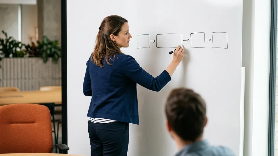 Operations manager tracing a single order-to-cash decision on paper during an AI readiness assessment